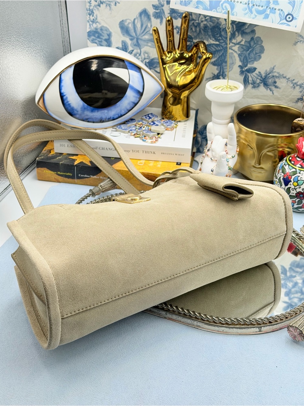 🆕 OROTON 🧿 NWT Mille Suede Baguette, Caper Light Tan - Picture 15 of 16
